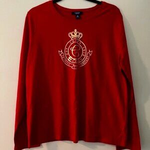 Chaps XL Red and Gold Sweater